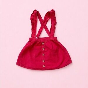 Red Corduroy Dress Toddler Size 2T | Ruffle Strap, Buttons